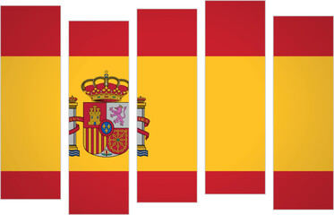 Obraz premium Flag of Spain. Flag with a design featuring vertical panels in a modular perspective