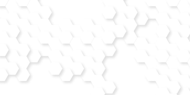 Futuristic abstract emboss white hexagon pattern vector design. Hexagon concept design abstract cube business technology background.