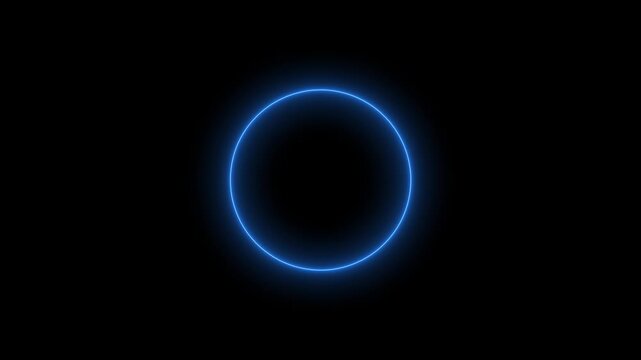 Glowing neon line circle shape, double neon animated line, Stylish neon circle frame, circle loop animation icon , black background. 4k.. ,