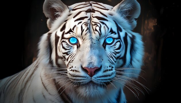 white bengal tiger with blue eyes generative ai