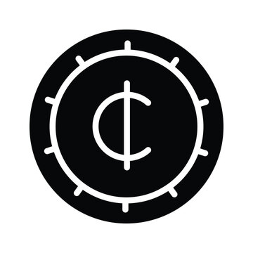 Premium glyph icon showing ghanaian cedi for creative projects