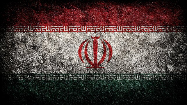Flag of Iran - Detailed Textile Texture, Vibrant Colors, National Symbolism, Middle East Country Representation, Patriotic Design.
