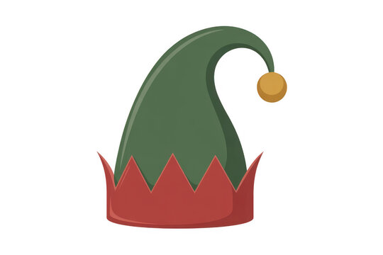 Green elf hat with red trim Christmas holiday isolated on a transparent background