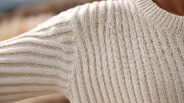 409Macro-style shot of ribbed beige top and shorts, focus on fabric detail and seam stitching, soft blurred neutral backdrop, emphasizing texture and cozy loungewear design