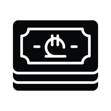 Premium glyph icon showing georgian lari for commercial use