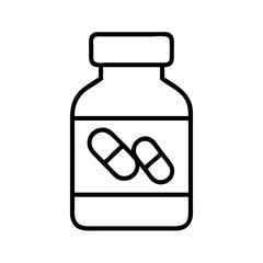 Fototapeta premium Outline icon of a medicine bottle filled with pills, symbolizing pharmaceuticals, health, and treatment.