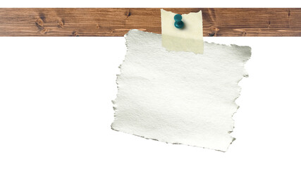 Blank paper notes pinned on board, transparent PNG template.