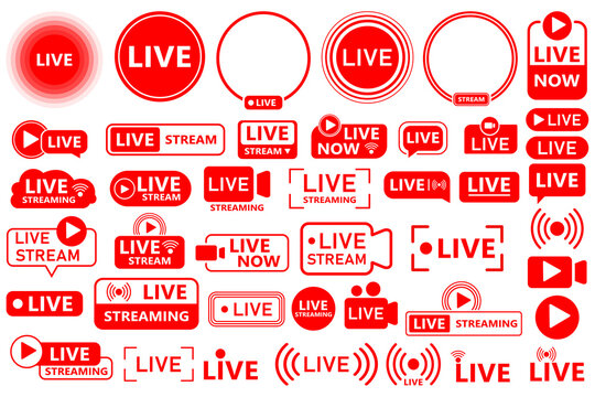Vector image of a live streaming icon. Button and symbol for live and online streaming. Live streaming logo. Element for your design.