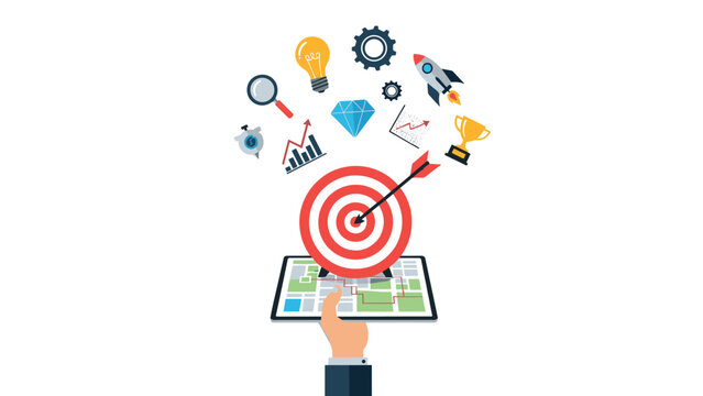 Business strategy and goal setting with infographic elements