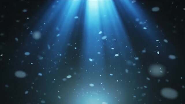 blue light rays shining down with floating particles. It evokes a sense of mystery, wonder, and ethereal beauty.  Perfect for intros, outros, backgrounds, or overlays. Ideal for sc