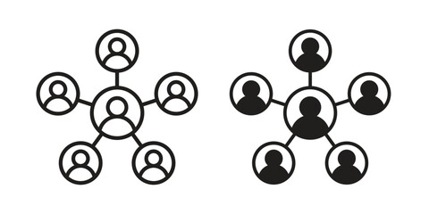 Business networking icon set. Black icon on white background