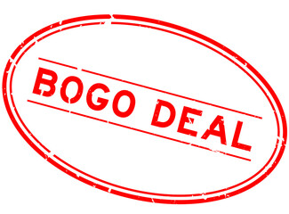 Grunge red bogo deal word oval rubber seal stamp on white background