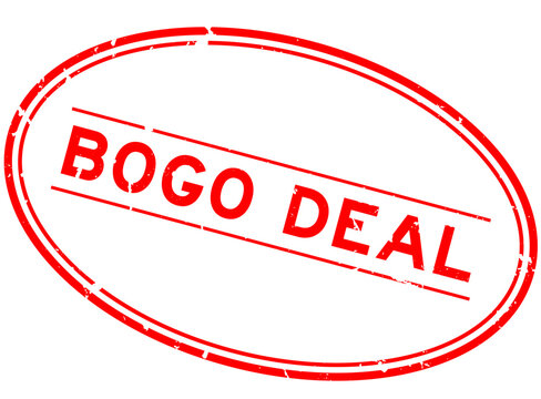 Grunge red bogo deal word oval rubber seal stamp on white background