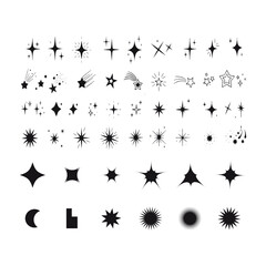 Obraz premium Black Star and Sparkle Silhouette Assortment