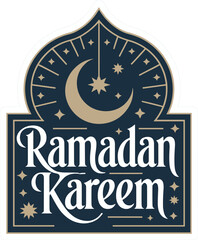 Ramadan Kareem lettering with moon and star motifs in Islamic design