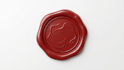 Red Wax Seal Stamp Isolated on White Background, Vintage Authentication and Classic Letter Sealing Concept