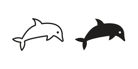 Obraz premium Dolphin icon set. Black icon on white background