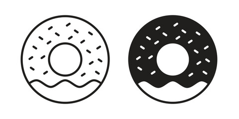 Fototapeta premium Donut icon set. Black icon on white background