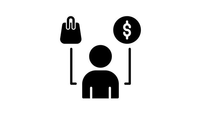 Animated consumer behavior icon on white background in 4k