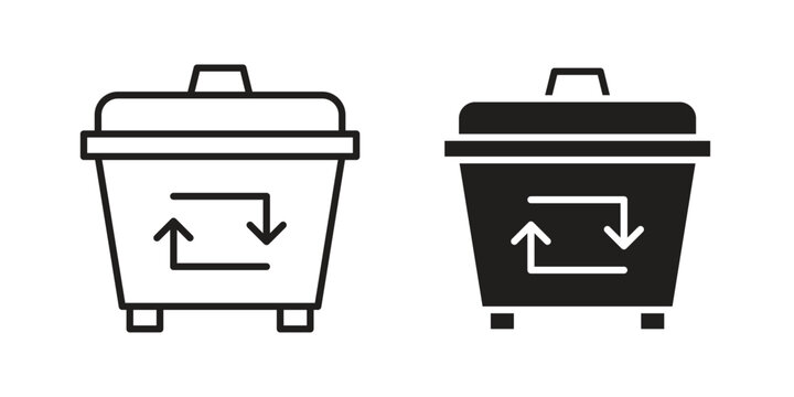Dumpster icon set. Black icon on white background