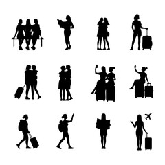 sister travel silhouette