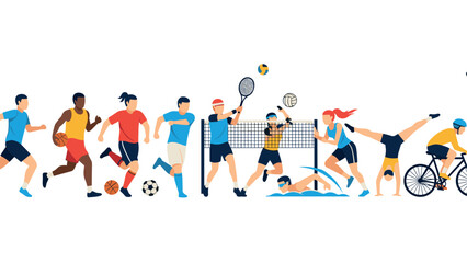 Fototapeta premium Dynamic sports: diverse athletes engaging in popular activities and competitions
