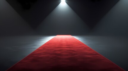 Obraz premium red carpet with spotlight stage in black background
