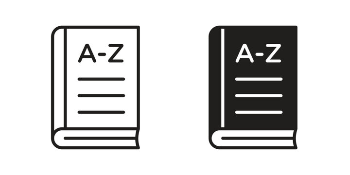 Glossary icon set. Black icon on white background