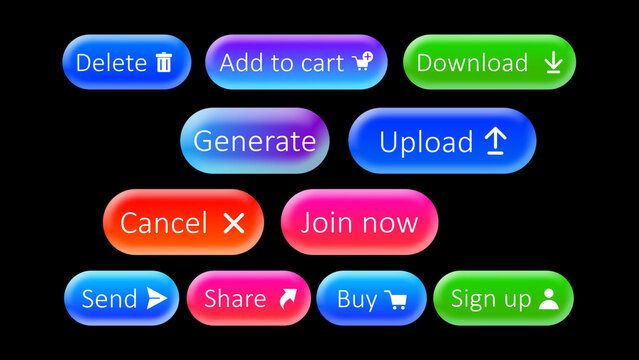 Glossy Gradient UI Buttons Pack | Control Panels