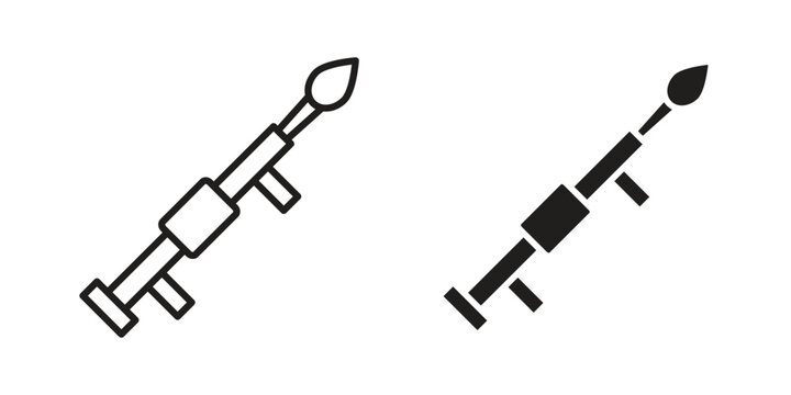 Grenade Launcher icon set. Black icon on white background
