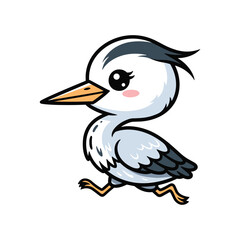 Fototapeta premium Cute cartoon baby duckling walking isolated on white background vector illustration