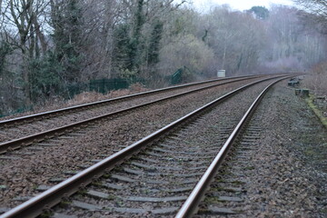 Obraz premium View along an empty countryside train line