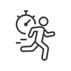Running Icon, Runner with Stopwatch, Fitness Exercise, Sports Workout Vector Icons