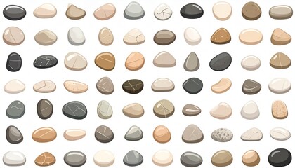 Diverse Collection of Smooth Polished Stones - A Natural Mosaic.