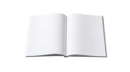 Fototapeta premium Open blank book with clean white pages isolated on white background, ready for text or image insertion