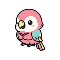 Cute cartoon parrot bird character waving hello isolated on white background illustration