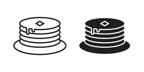 Pancake icon set. Black icon on white background