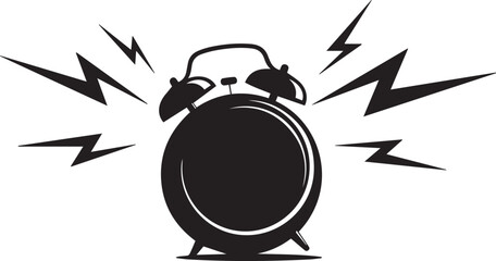 Alarm clock ringing, time management, wake up call, deadline, vector silhouette illustration
