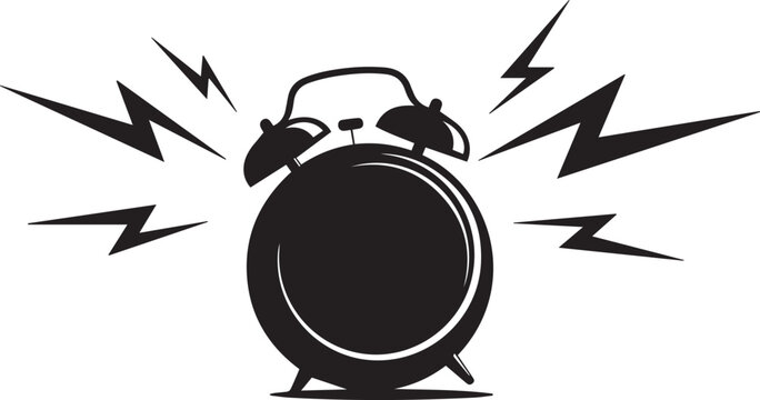 Alarm clock ringing, time management, wake up call, deadline, vector silhouette illustration
