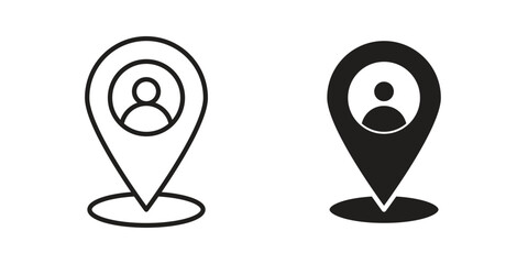 Placement icon set. Black icon on white background