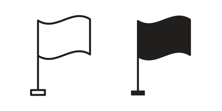 Plain flag icon set. Black icon on white background