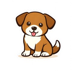 Obraz premium Cute puppy vector illustration, flat style, transparent background