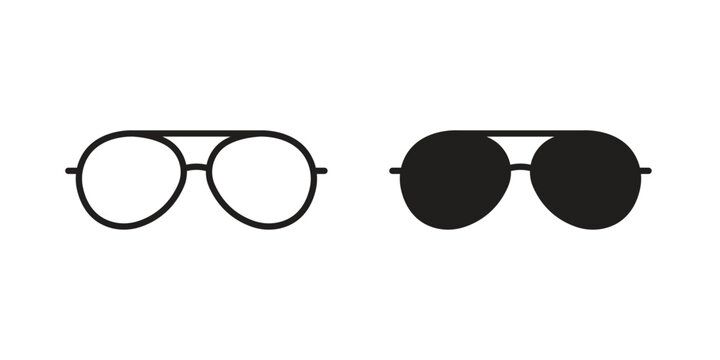 Sun glasses icon set. Black icon on white background