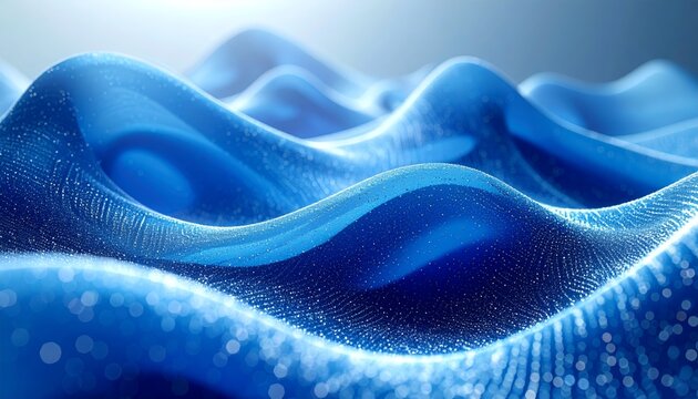 Abstract Blue Wavy Surface with Subtle Texture and Light Reflections.
