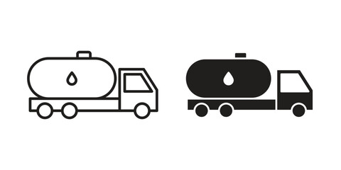 Fototapeta premium Tank truck icon set. Black icon on white background