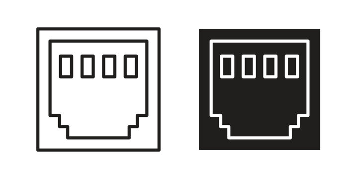 TCP icon set. Black icon on white background