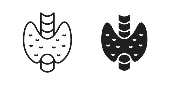 Thyroid gland icon set. Black icon on white background