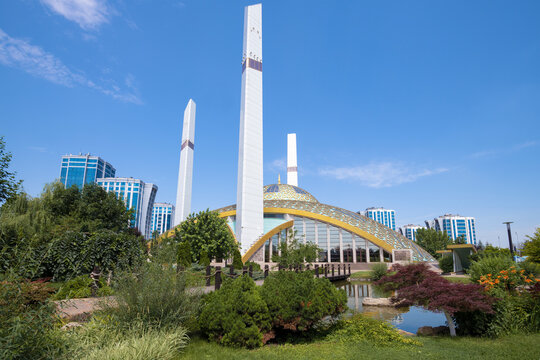 ARGUN, RUSSIA - JUNE 14, 2023: Sunny June day at the Mother's Heart mosque