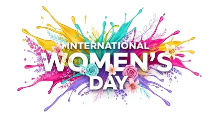 Vibrant international women's day logo with colorful paint splatters