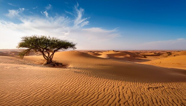 desert sand dunes featuring drought tolerant ghaf trees prosopis cineraria thriving in arid regions
